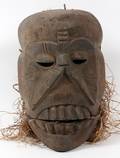 AFRICAN CARVED WOOD CEREMONIAL MASK H 14