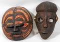 AFRICAN CARVED  POLYCHROME WOOD MASKS 2 PCS