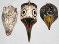 AFRICAN CARVED WOOD CEREMONIAL MASKS 3 PCS
