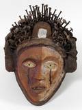 AFRICAN CARVED WOOD CEREMONIAL MASK H 13