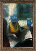 STEPHEN BAGNELL OIL ON MASONITE SEATED WOMAN