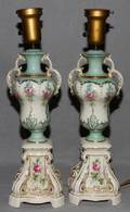 PORCELAIN HAND PAINTED URN FORM TABLE LAMPS PR