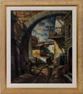 FRANK C KIRK OIL ON CANVAS EUROPEAN CITYSCAPE