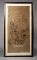Chinese Scroll Ptg w Pink Flowers 18th19th C