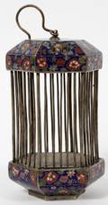 CHINESE SILVER ENAMELED CLOISONN CRICKET CAGE
