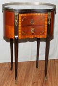 LOUIS XV STYLE WALNUT AND MAHOGANY END TABLES