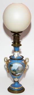 FRENCH HANDPAINTED PORCELAIN URN AS OIL LAMP