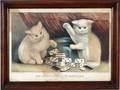 CURRIER  IVES LITHO MY LITTLE WHITE CATS