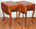 MAHOGANY FRUITWOOD INLAY END TABLES H 27