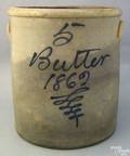 Fivegallon stoneware Butter crock dated 1862