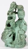 CHINESE CARVED TURQUOISE QUAN YIN H 3 34