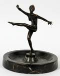 JOSEF LORENZL ART DECO BRONZE MARBLE ASHTRAY