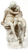 ITALIAN MARBLE SCULPTURE AS IS C 1900 LOVERS