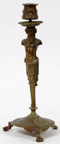 CLASSICAL STYLE BRONZE FIGURAL CANDLESTICK