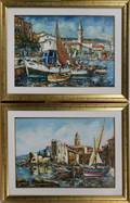 ITALIAN OILS ON CANVAS SIGNED HARBOR SCENE 2