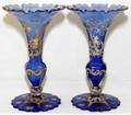 FRENCH BOHEMIAN CRYSTAL TRUMPET FORM VASES 19TH