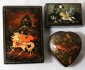 RUSSIAN LACQUER BOXES SIGNED THREE