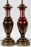 BOHEMIAN STYLE RUBY GLASS TABLE LAMPS H 33