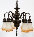 BRASS SIXLIGHT CHANDELIER H 22 DIA 18