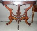 AMERICAN EASTLAKE MAHOGANY  MARBLE TOP TABLE