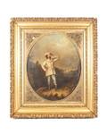 19th C Man with Flask Oil on Canvas