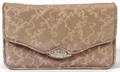 JUDITH LEIBER TAUPE SILK CRYSTAL EVENING CLUTCH