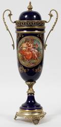 AUSTRIAN PORCELAIN COVERED URN H 17 12