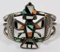ZUNI SILVER  STONE INLAID KNIFEWING BRACELET