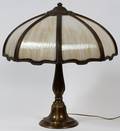 BENT GLASS TABLE LAMP C 1930 H 21 DIA 19