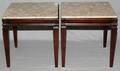 MAHOGANY END TABLE WITH MARBLE TOPS PAIR 22H