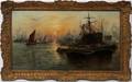 WT WILSON OIL C1900 HARBOR SCENE FREIGHTERS