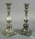 Pair of Continental silver candlesticks 19th c
