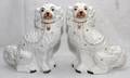 STAFFORDSHIRE SEATED DOGS 19TH C PAIR H 13
