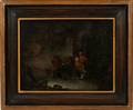 EUROPEAN OIL ON WOOD PANEL PUB SCENE 19TH C