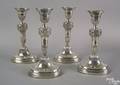 Set of 4 Continental weighted silver candlesticks 19th c