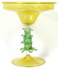 VENETIAN GLASS COMPOTE H 9 12 DIA 8 12