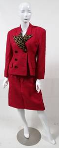 CHRISTIAN DIOR WOOL  MOHAIR 2PIECE SKIRT SUIT