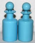 PAIR OF BLUE GLASS OPALINE DRESSER BOTTLES