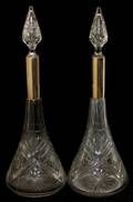 CRYSTAL DECANTERS WITH 800 SILVER COLLARS
