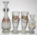 VICTORIAN GLASS VASES HAND DECORATED C 1870