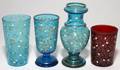 BOHEMIAN ENAMELED GLASS VASES  BEAKERS FOUR