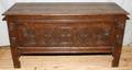 CARVED OAK HINGED CHEST H 26 W 48 L 18