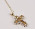 10k YellowWhite Gold Cross Pendant w Citrines
