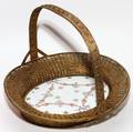 FRENCH PORCELAIN  WOVEN BRASS BASKET H 11