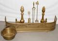 ENGLISH BRASS FENDER ANDIRONS  FIRE TOOLS 7