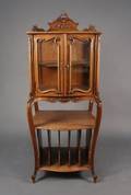 French Louis XV Style Walnut Vitrine Cabinet