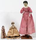 ANTIQUE WOOD FOLK  QUEEN ANNE STYLE DOLLS