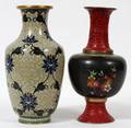 CHINESE CLOISONN  CINNABAR VASES TWO H 10