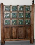LEADED STAINED GLASS  WOOD ROOM DIVIDER C1920