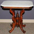 EASTLAKE WALNUT  BURL WALNUT TABLE MARBLE TOP